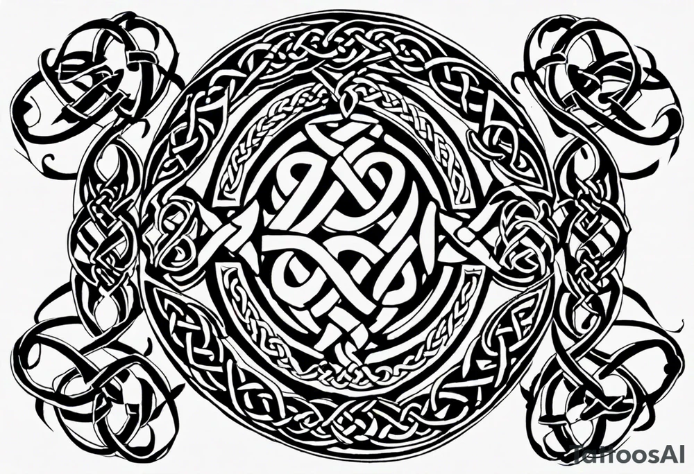 desing me a celtic tattoo with my childrens names and birthdate, Mellissa 18/03/1986, Ashley 24/11/1990, Jesse 8/04/1993, Liam 8/06/1995, Eleanor 19/08/1996 tattoo idea