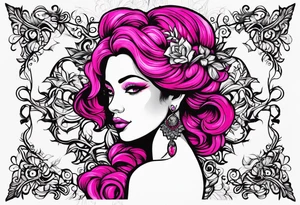hot pink, neon pink filigree tattoo idea