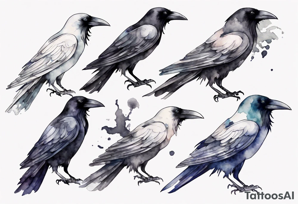 a raven with a white beak tattoo idea