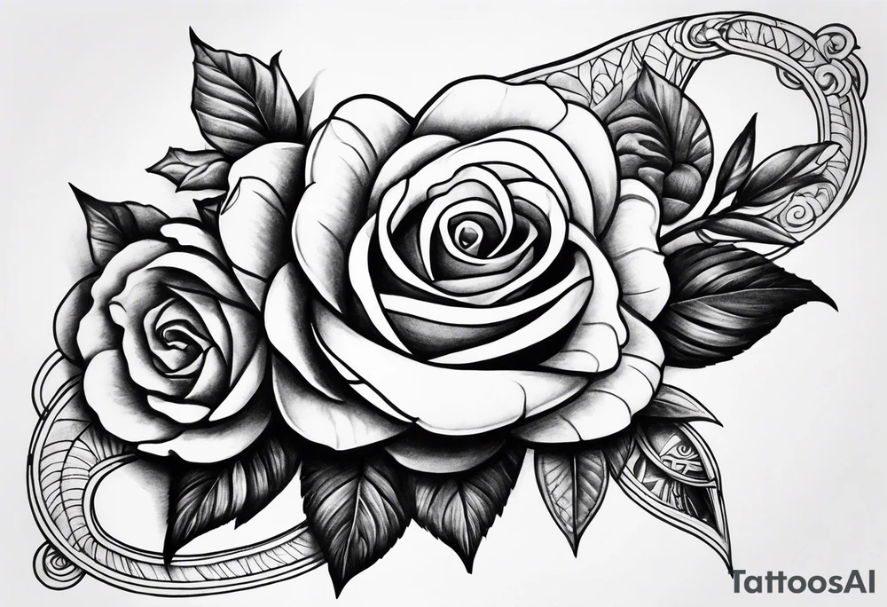 snake tatto wrapped around my arm with one money flower and one rose flower tattoo idea