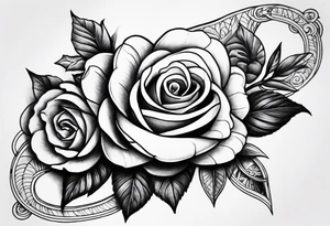 snake tatto wrapped around my arm with one money flower and one rose flower tattoo idea