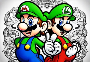 Mario and Luigi half sleeve tattoo idea