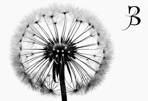 A fluffy dandelion with the stem coming out of the letter B in the name Cambria tattoo idea