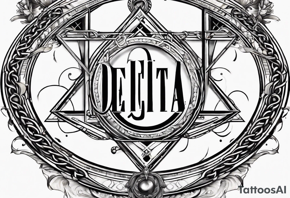 letter delta inside a chain circle, subtle, womanly, simplistic tattoo idea