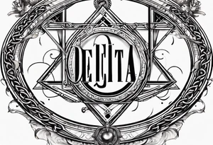 letter delta inside a chain circle, subtle, womanly, simplistic tattoo idea