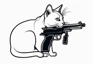 cat with gun tattoo idea