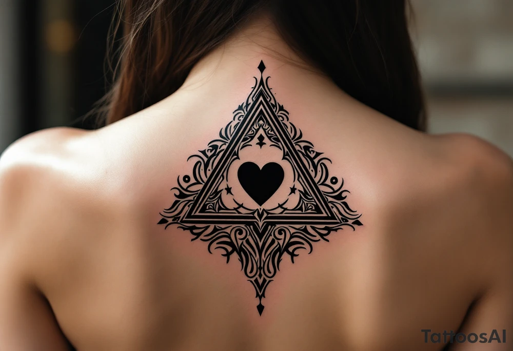 A triangle with a big heart in the center tattoo idea