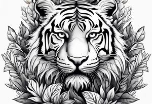 tiger in  the bushes tattoo idea