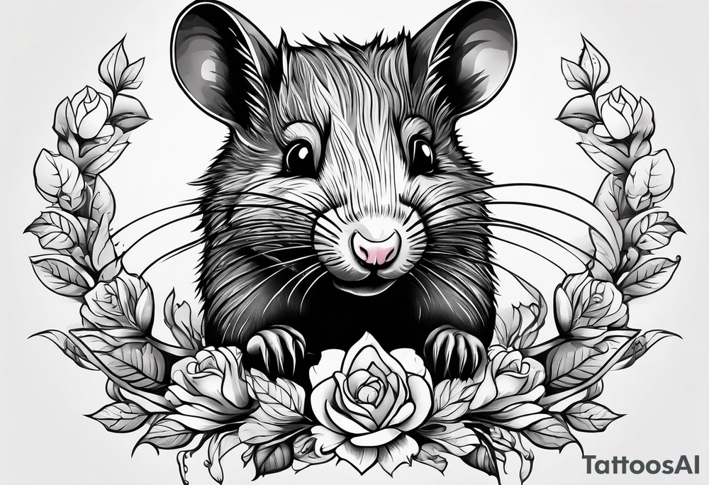 Wood rat, feminine, gentle, beautiful, seen from underneath tattoo idea