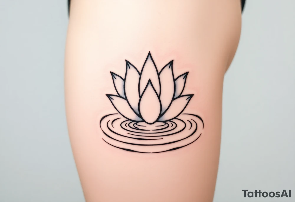 serene lotus flower emerging from sacred waters with ripples tattoo idea