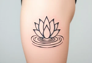 serene lotus flower emerging from sacred waters with ripples tattoo idea
