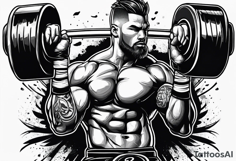 Weight lifting and boxing tattoo idea