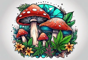 shroom and marijuana tattoo tattoo idea