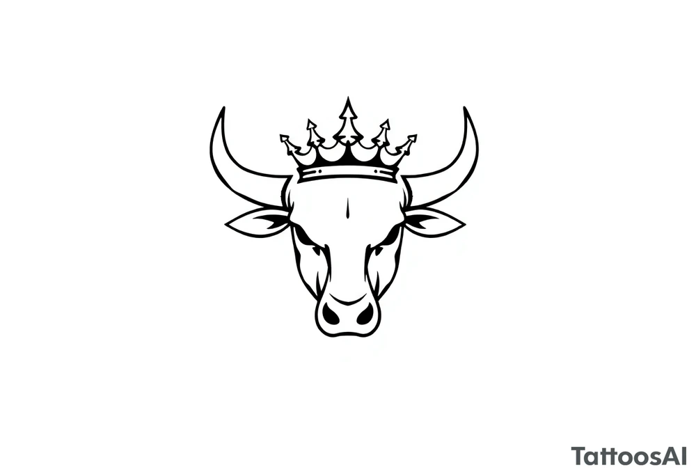 Bull symbol with crown tattoo idea