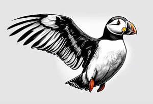 a flying puffin without background (only black and white)
 - forarm Tattoo tattoo idea