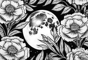 Full moon carnations tattoo idea