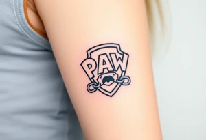 The Paw Patrol emblem with interwoven chains, symbolizing teamwork and unity tattoo idea