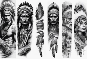 ARM SLEEVE WITH INDIAN THEME REALISTIC tattoo idea