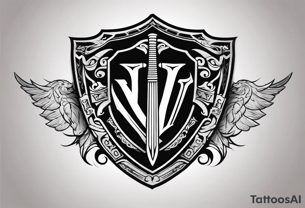 Valhalla shield sword symbol tattoo idea