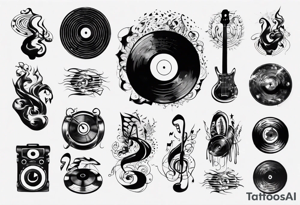 sound music vinyl tattoo idea