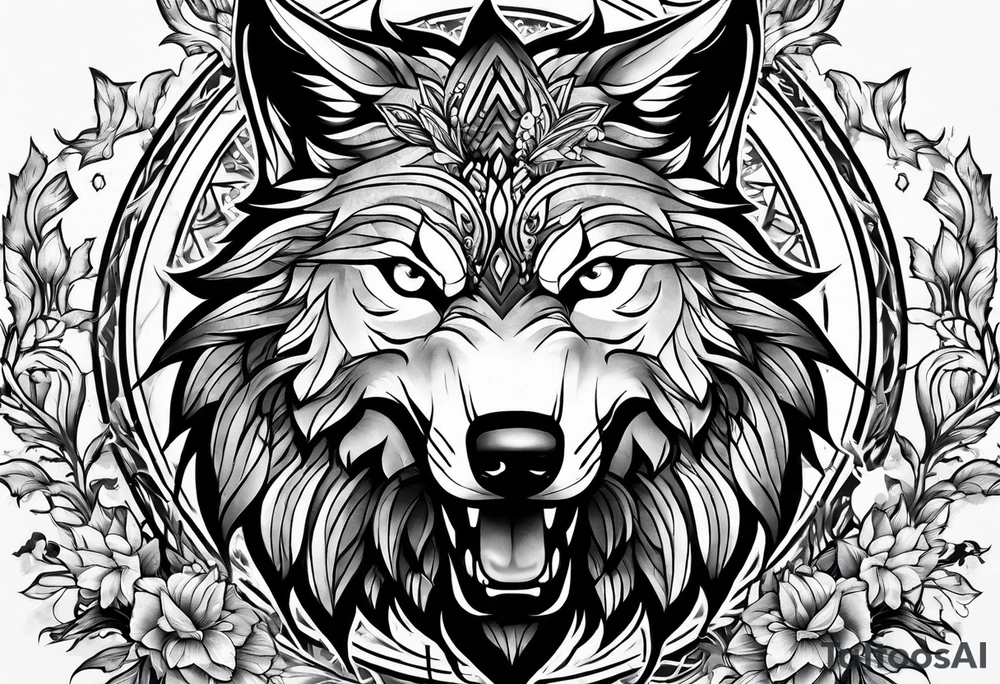 angry alpha wolf tattoo idea