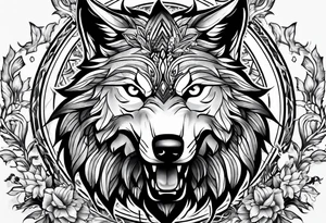 angry alpha wolf tattoo idea