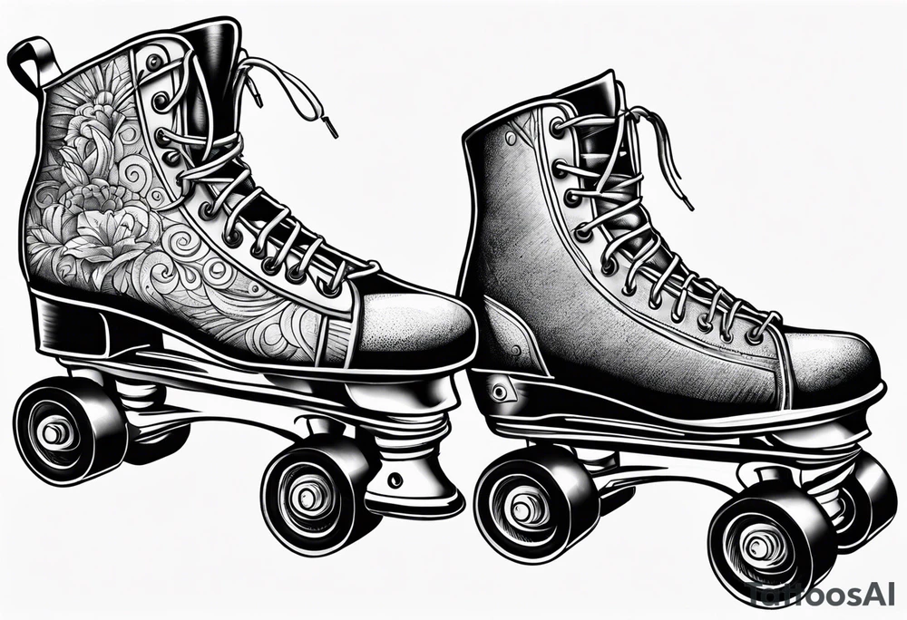 Pair of old school rollerskates tattoo idea