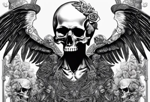 Thanatos and hypnos, 3 skull, sword, like greek statue tattoo idea