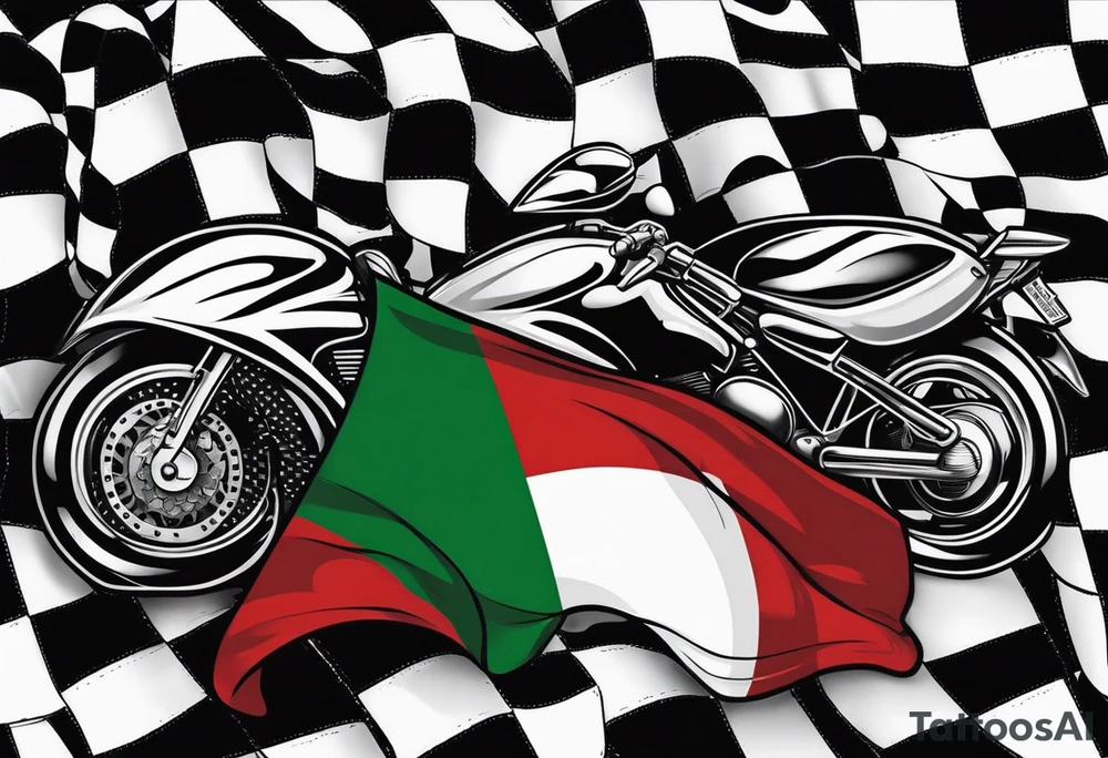 Italian flag and checkered flag crossed tattoo idea