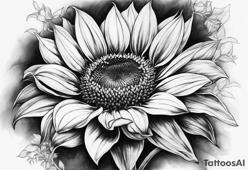 Flower fire an a sunflower tattoo idea