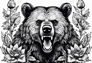 growling bear with a hedgehog between his arms tattoo idea