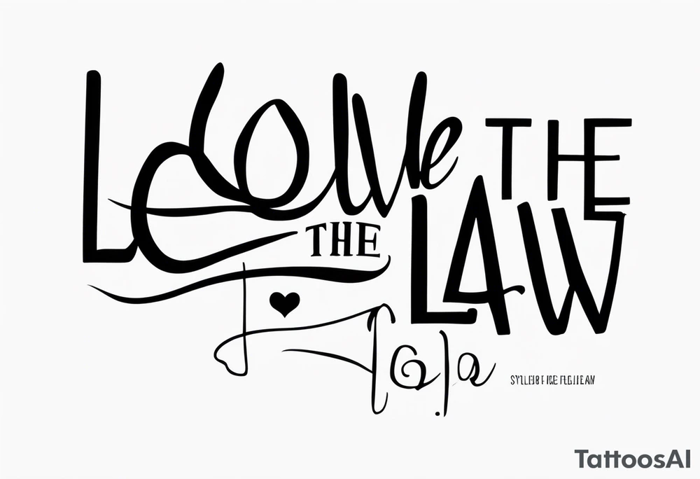 Simple word tattoo, either side of an elbow 

On side says “love was the law” 
Other side says “religion was taught” tattoo idea