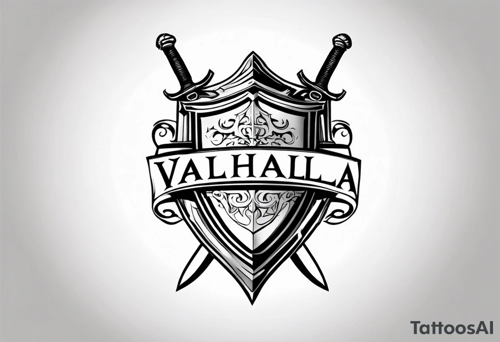 Valhalla steps shield sword tattoo idea