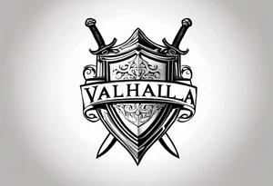 Valhalla  steps shield sword tattoo idea