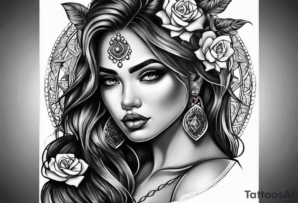 Chicano style girl tattoo idea
