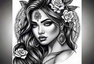 Chicano style girl tattoo idea