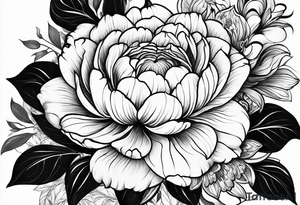 Flower with the middle as an open tiger mouth tattoo idea