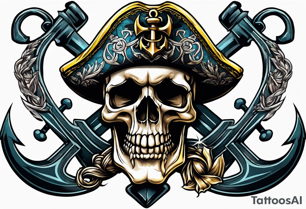 pirate skull anchor tattoo idea