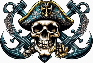 pirate skull anchor tattoo idea