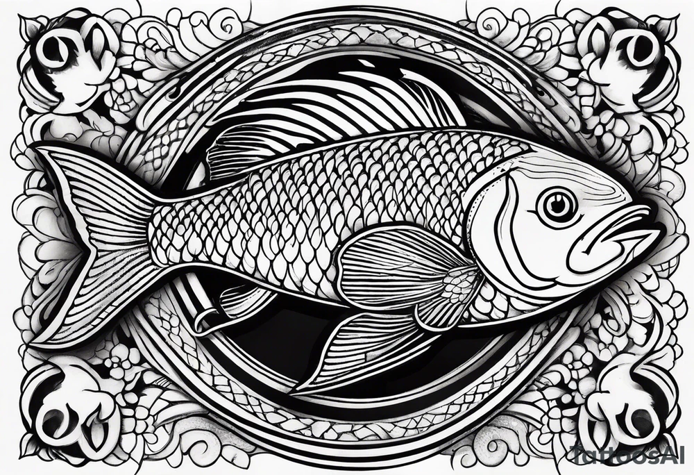 scale pattern with fish tattoo idea