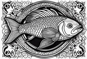 scale pattern with fish tattoo idea