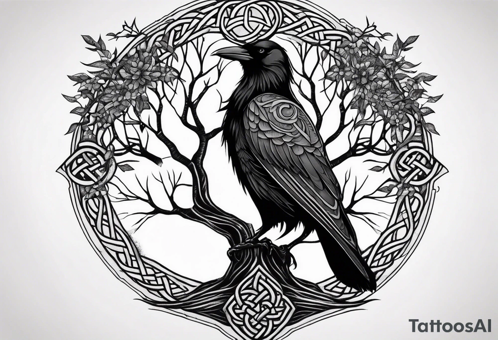 world tree with a raven and knotwork sleeve tattoo tattoo idea world tree with a raven and knotwork sleeve tattoo tattoo idea