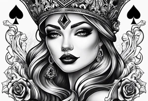 pinup style queen of spades tattoo idea