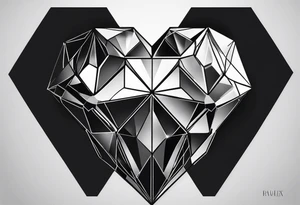 black hexagon diamond heart with dark background tattoo idea