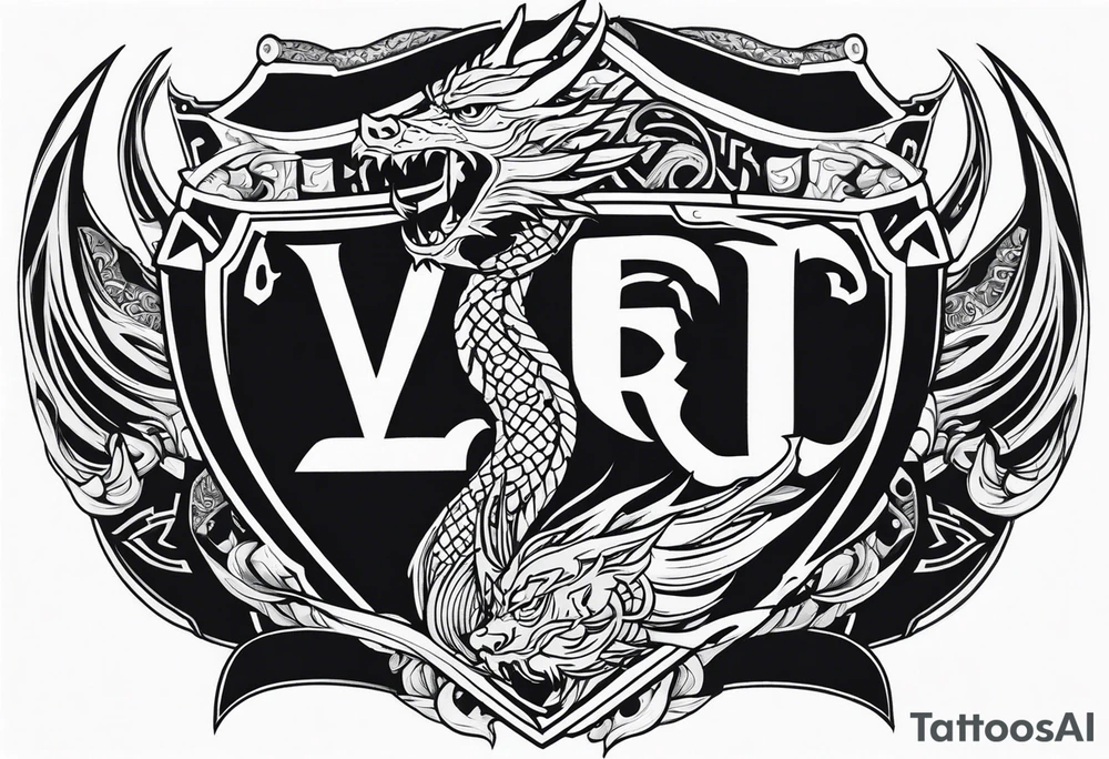 Valhalla shield sword dragon runes tattoo idea