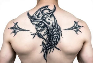 Evil black fisherman tattoo idea