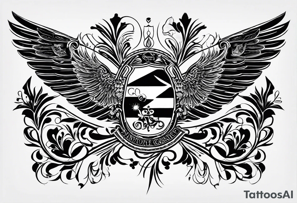 Create a tattoo design that symbolizes the connection between a family spread across Portugal and Germany, with a central figure who travels between the two. Incorporate elements representing both countries' cultures and landmarks, linked by a path or journey motif. The design should evoke feelings of unity, distance, and the bond of family. tattoo idea