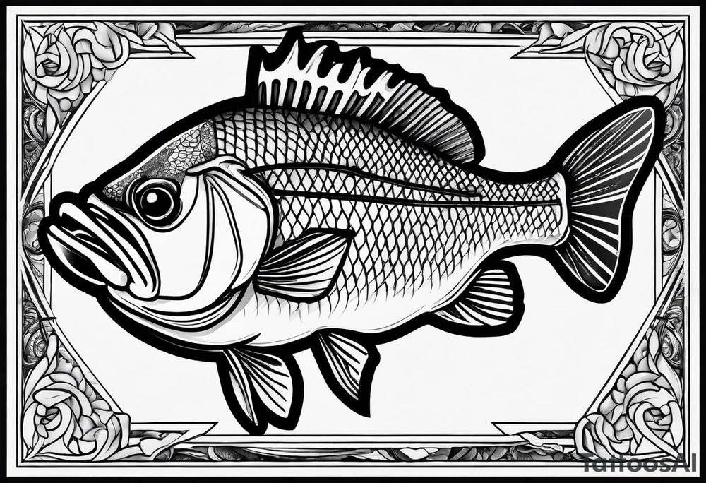 Line work bass tattoo idea