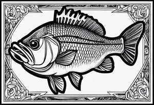 Line work bass tattoo idea