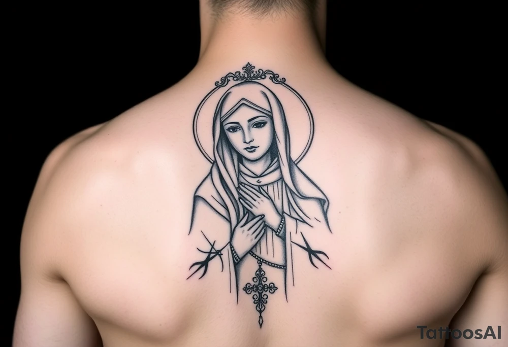 Russian orthodox icon woman tattoo idea